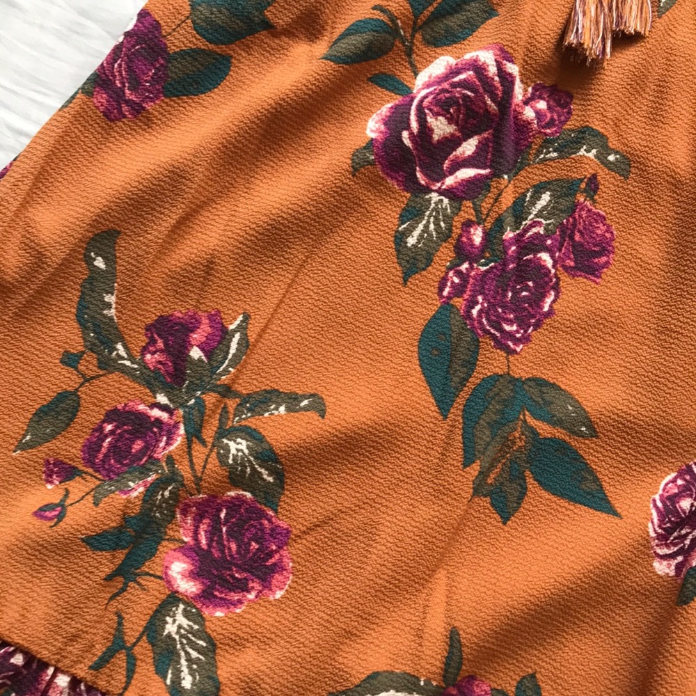 Xhilaration Burnt Orange Floral Dress - Picture 2 of 7